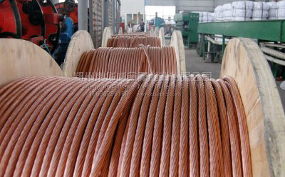 硬銅絞線和木盤，生產場景